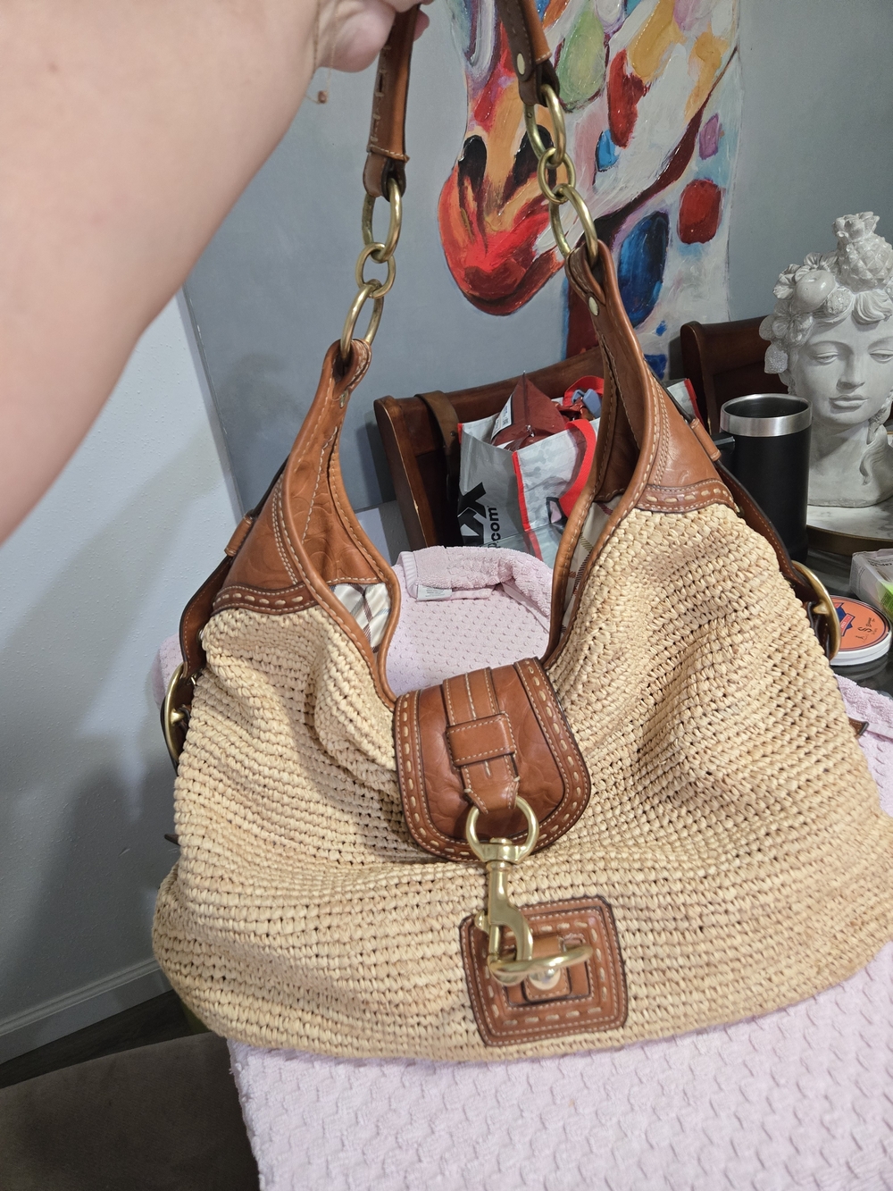 Coach Bleecker Millie XL Straw Hobo #11806